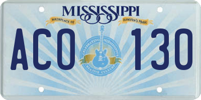 MS license plate ACO130