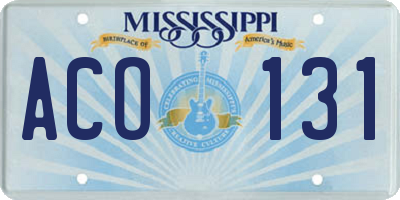 MS license plate ACO131