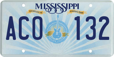 MS license plate ACO132