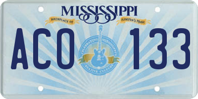 MS license plate ACO133