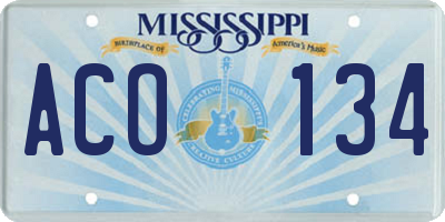 MS license plate ACO134