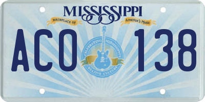 MS license plate ACO138