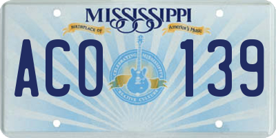 MS license plate ACO139