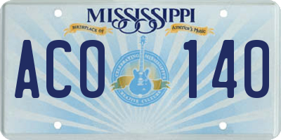 MS license plate ACO140