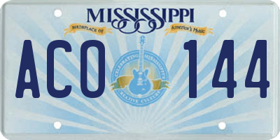 MS license plate ACO144