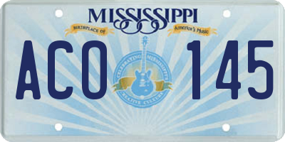 MS license plate ACO145