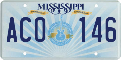 MS license plate ACO146