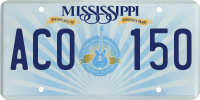 MS license plate ACO150