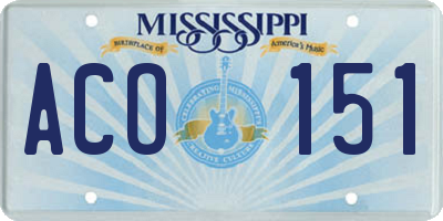 MS license plate ACO151