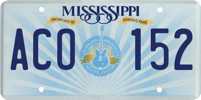 MS license plate ACO152