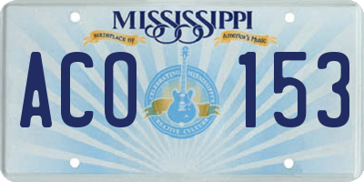 MS license plate ACO153