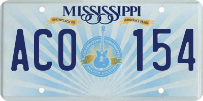 MS license plate ACO154