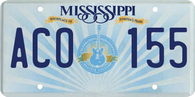 MS license plate ACO155