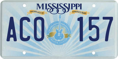 MS license plate ACO157