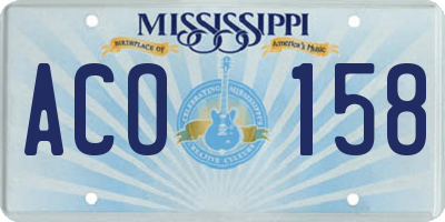 MS license plate ACO158