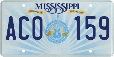 MS license plate ACO159