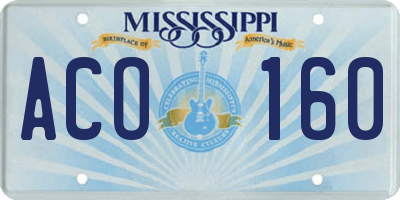 MS license plate ACO160