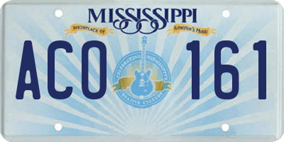 MS license plate ACO161