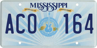 MS license plate ACO164