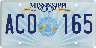 MS license plate ACO165