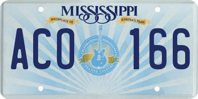 MS license plate ACO166