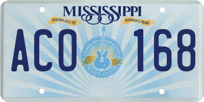 MS license plate ACO168