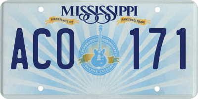 MS license plate ACO171