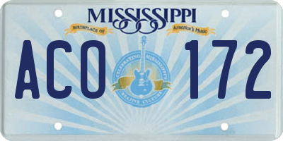 MS license plate ACO172