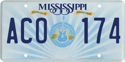 MS license plate ACO174