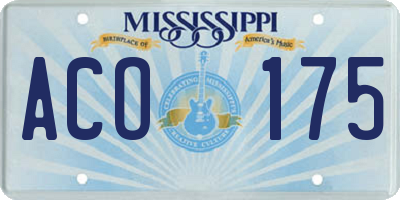 MS license plate ACO175
