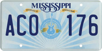 MS license plate ACO176