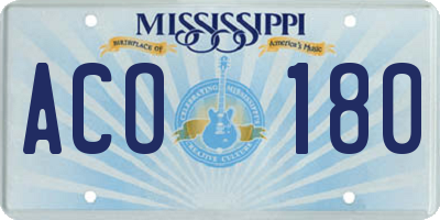 MS license plate ACO180