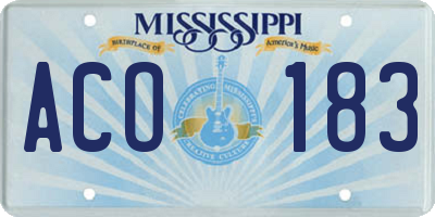 MS license plate ACO183