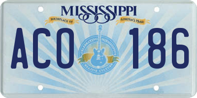 MS license plate ACO186