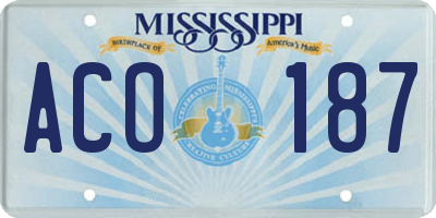 MS license plate ACO187