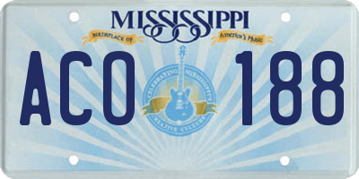 MS license plate ACO188