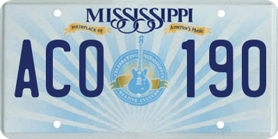 MS license plate ACO190