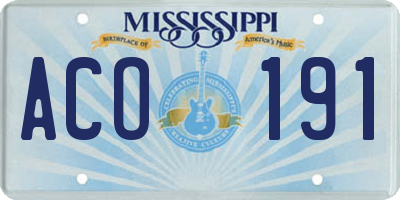 MS license plate ACO191