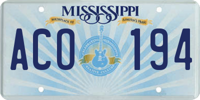 MS license plate ACO194