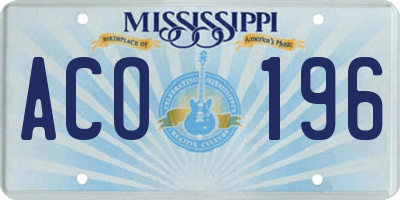 MS license plate ACO196