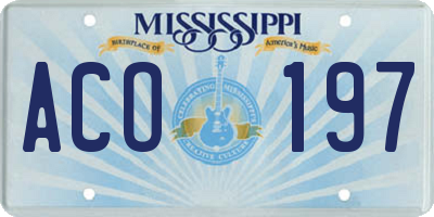 MS license plate ACO197