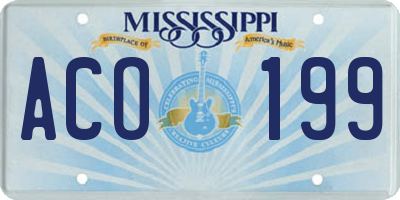 MS license plate ACO199