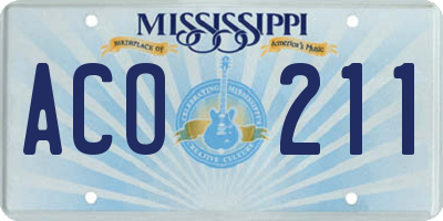 MS license plate ACO211