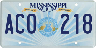 MS license plate ACO218