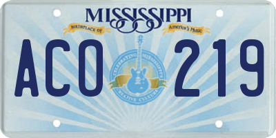 MS license plate ACO219
