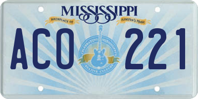 MS license plate ACO221