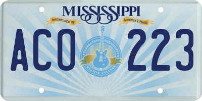 MS license plate ACO223