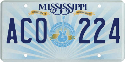 MS license plate ACO224