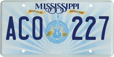 MS license plate ACO227