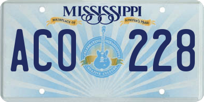 MS license plate ACO228